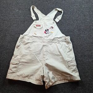 Mickey Unlimited Shortall Overall Womens 18/20W Tan Disney Cargo Embroidered 90s